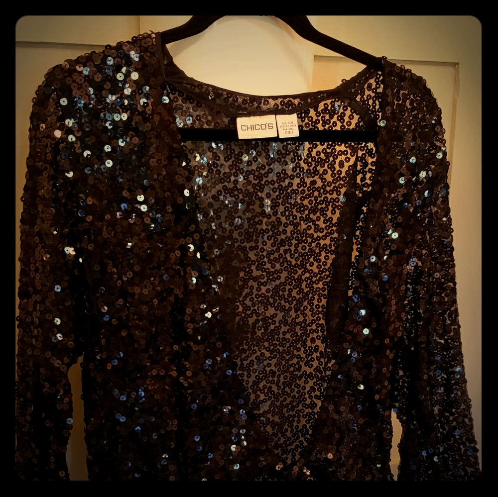 Vintage black Sequin Chico's over jacket